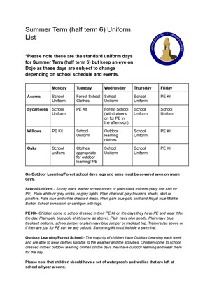 Copy of Summer Term 2026 Uniform List (term 6) page 0001